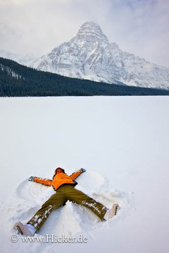 Schneeengel Mount Chephren Pulverschnee Banff National Park