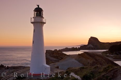 Castlepoint Leuchtturm Aussicht Sonnenuntergang