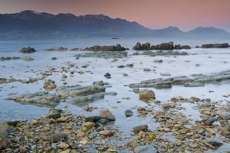 Meereslandschaft Mit Steinen Kaikoura Neuseeland