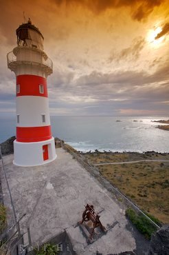 Cape Palliser Leuchtturm Abendlicht Neuseeland
