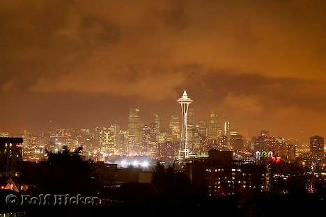 Seattle Skyline Nachthimmel Wolken