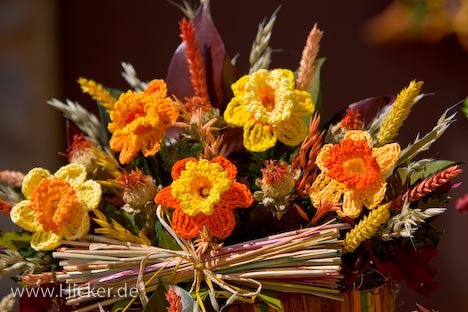 Gehaekelte Blumen Kunsthandwerkermarkt In Pienza Italien