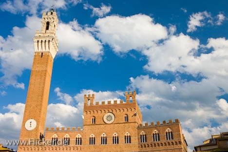 Palazzo Pubblico Rathaus Mit Turm Torre Del Mangia Siena Italien