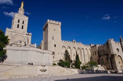 Papstpalast Und Kathedrale Von Avignon Provence Frankreich