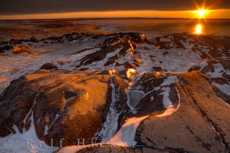 Sonnenuntergang Kueste Winter Hudson Bay