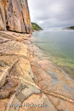 Glatter Fels Agawa Rock Indian Pictographs Trail Ontario Kanada