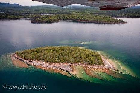 Insel Kunst Luftaufnahme Unbewohnte Insel Superior Lake See Ontario Kanada