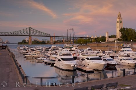 Sonnenuntergang Yachthafen Old Montreal Quebec Kanada