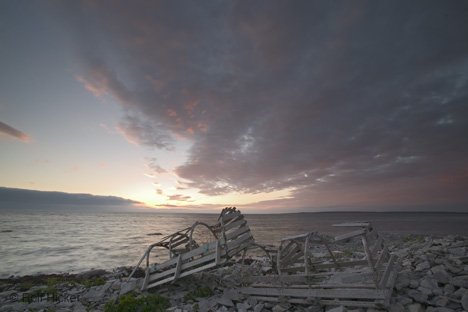Kaputte Hummerfallen Sonnenuntergang Neufundland